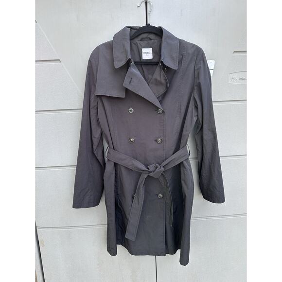 VTG CINZIA ROCCA Old Money Black Trench Coat Double Breasted Sz 14 Belted Capsul - Picture 3 of 13